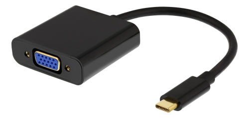 Deltaco USB-C to VGA Adapter with sound, USB 3.1 - Black