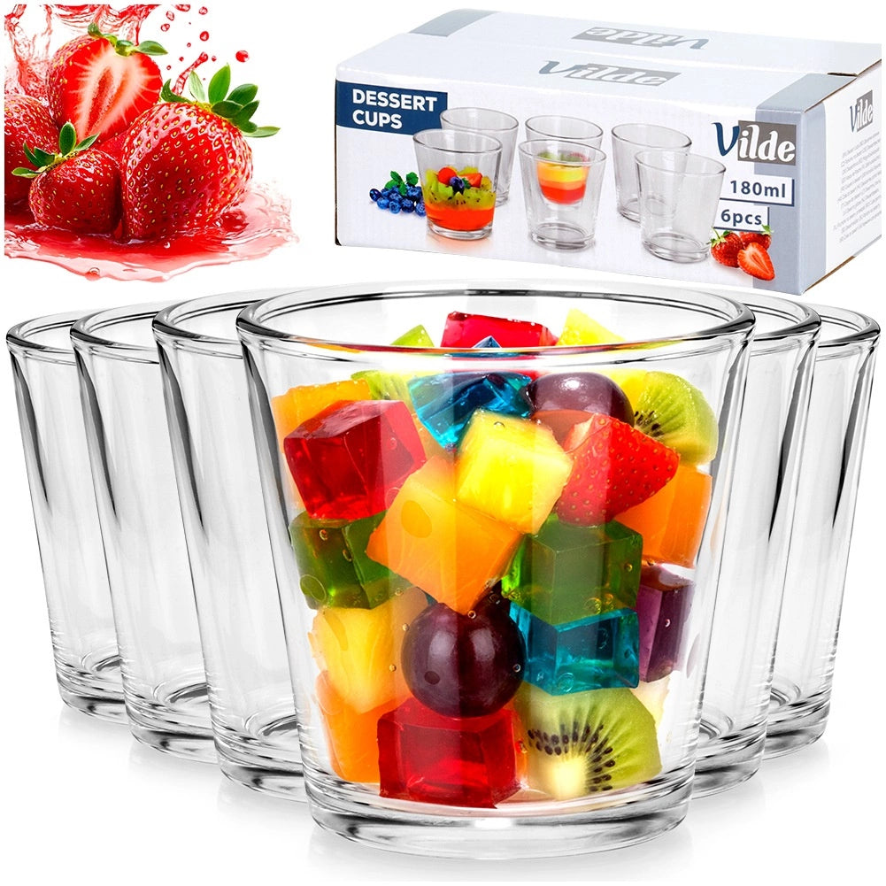 Dessert Glass Cups Set, 180 ml, 6 Pieces