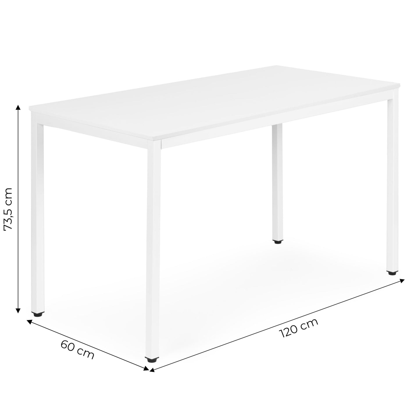Dining Table/Desk, 120x60 cm, Seats 4-5, White MDF