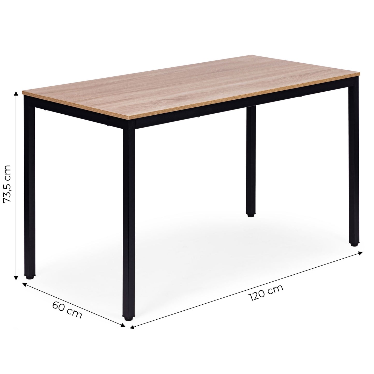Dining Table/Desk for 4-5, 120x60 cm MDF, Metal Frame