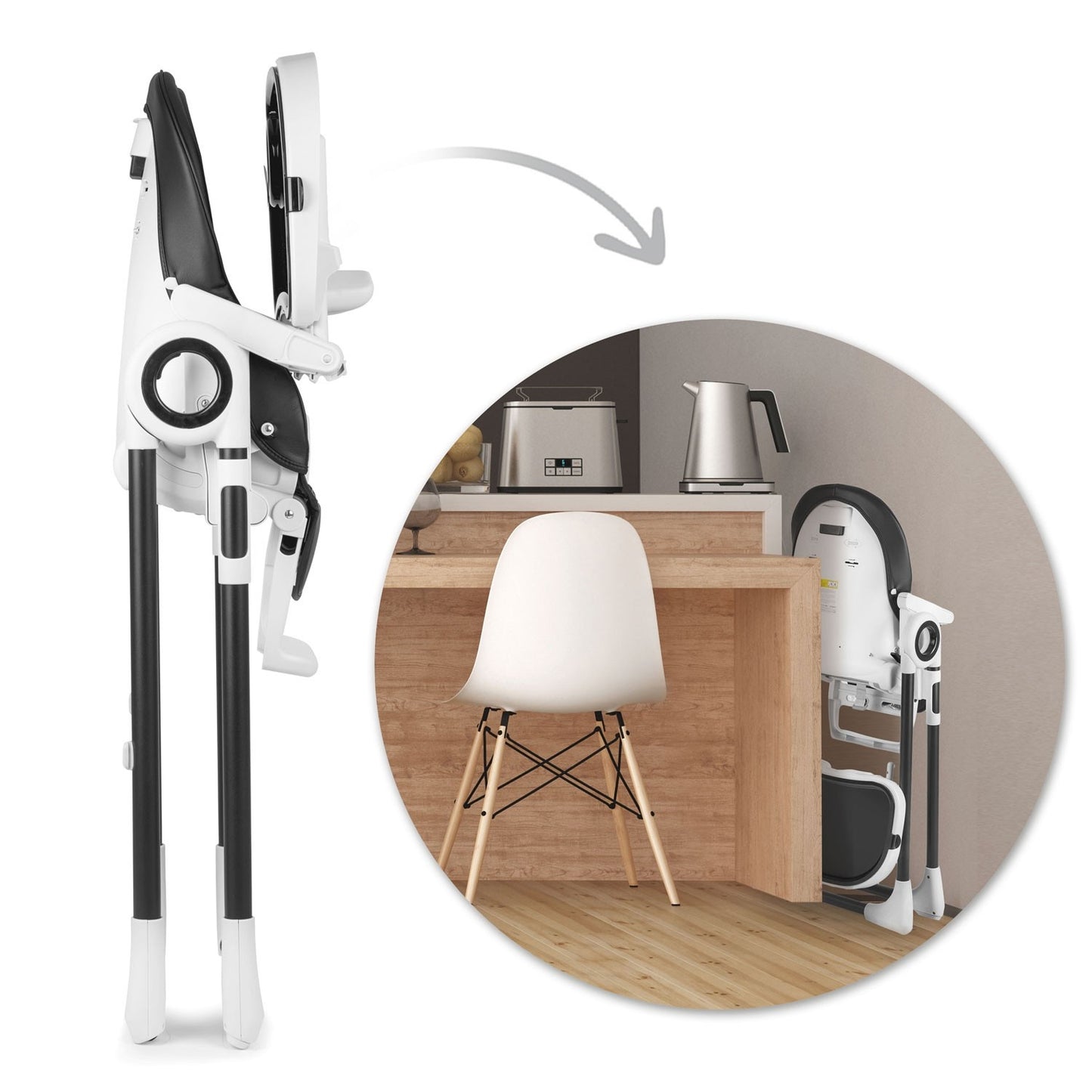 Dining chair with table Nukido Belo black + toy bow
