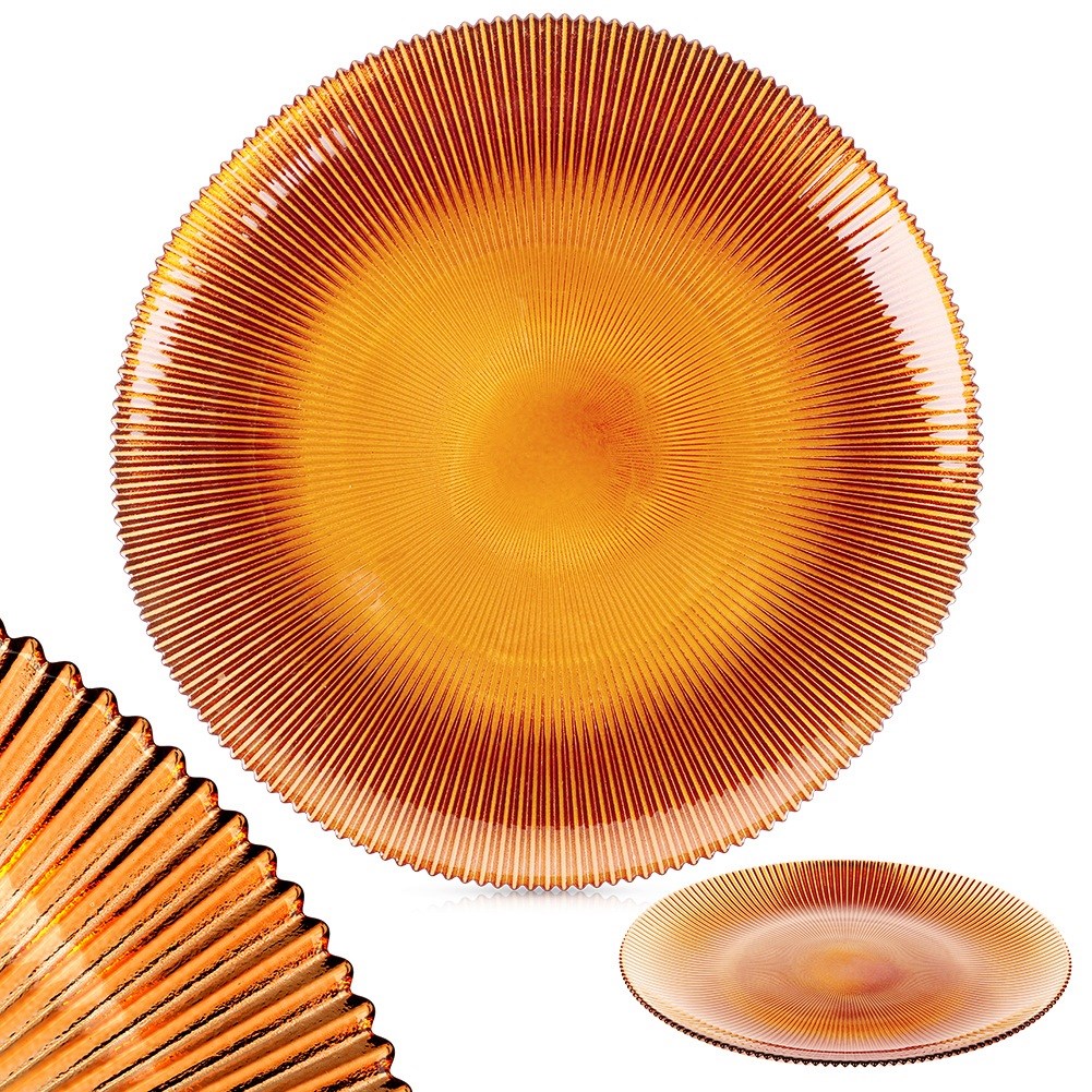 Dinner plate shallow glass amber 28 cm