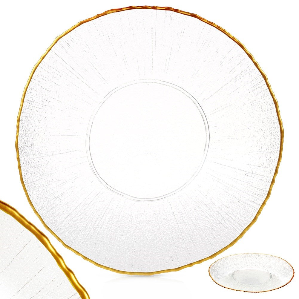 Dinner plate shallow glass gold 28 cm