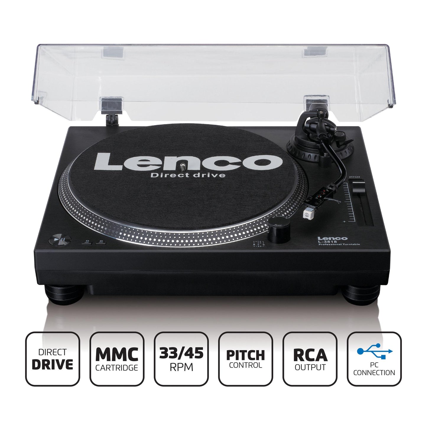 Direct Drive Turntable with USB Encoding, Black