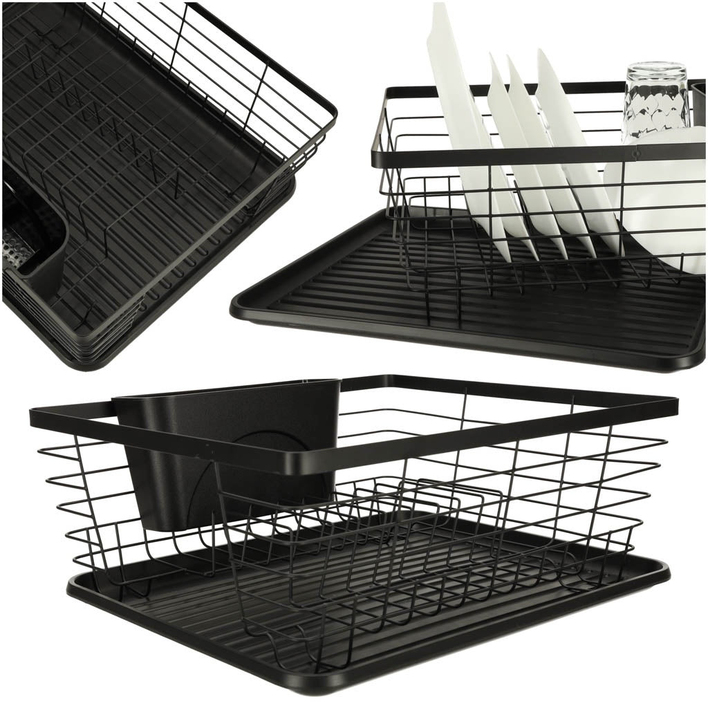 Dish drainer cutlery tray black