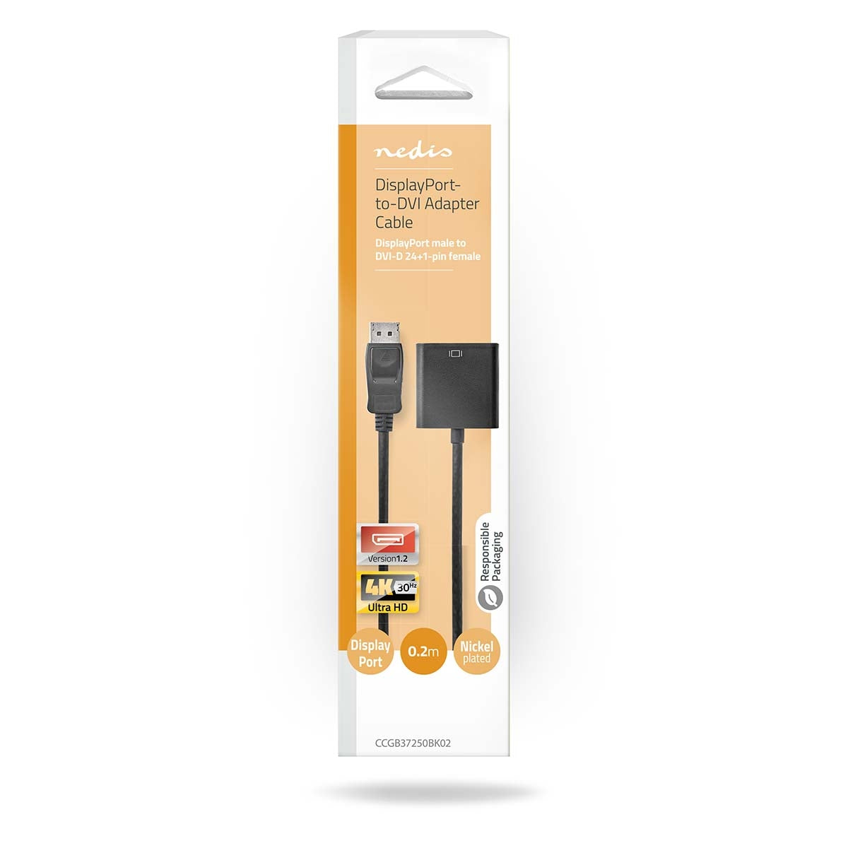 Displayport adapter | DisplayPort Male | DVI-D 24+1-Pin Female | 1080p | Nickel Plated | Straight | 0.20 m | Round | PVC | ABS | Black | Box