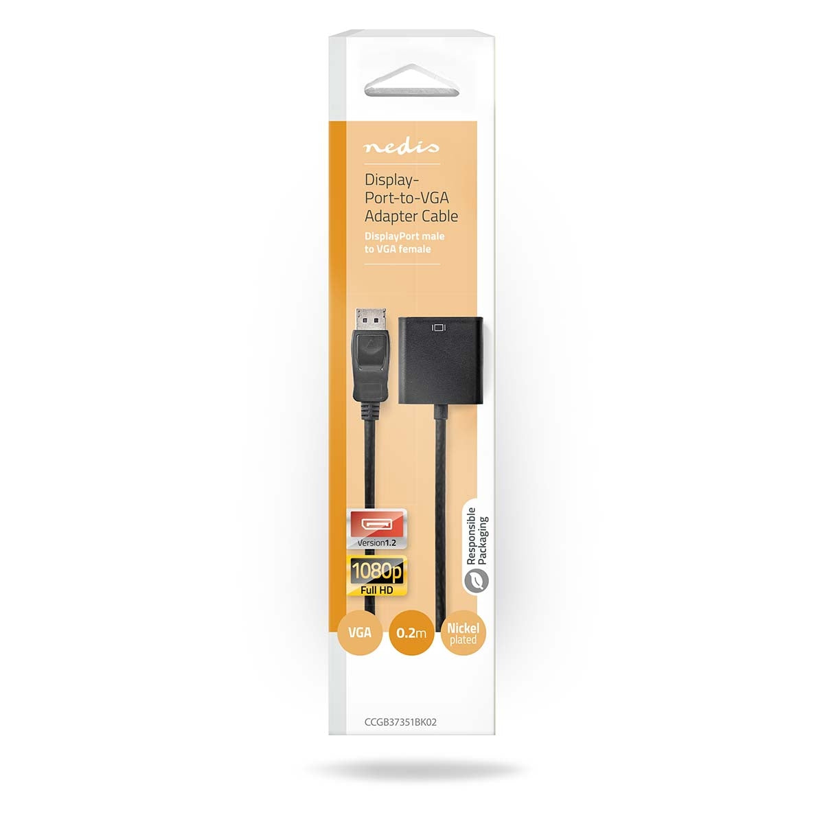 Displayport adapter | DisplayPort Male | VGA female 15p | 1080p | Nickel Plated | 0.20 m | Round | Black | Box