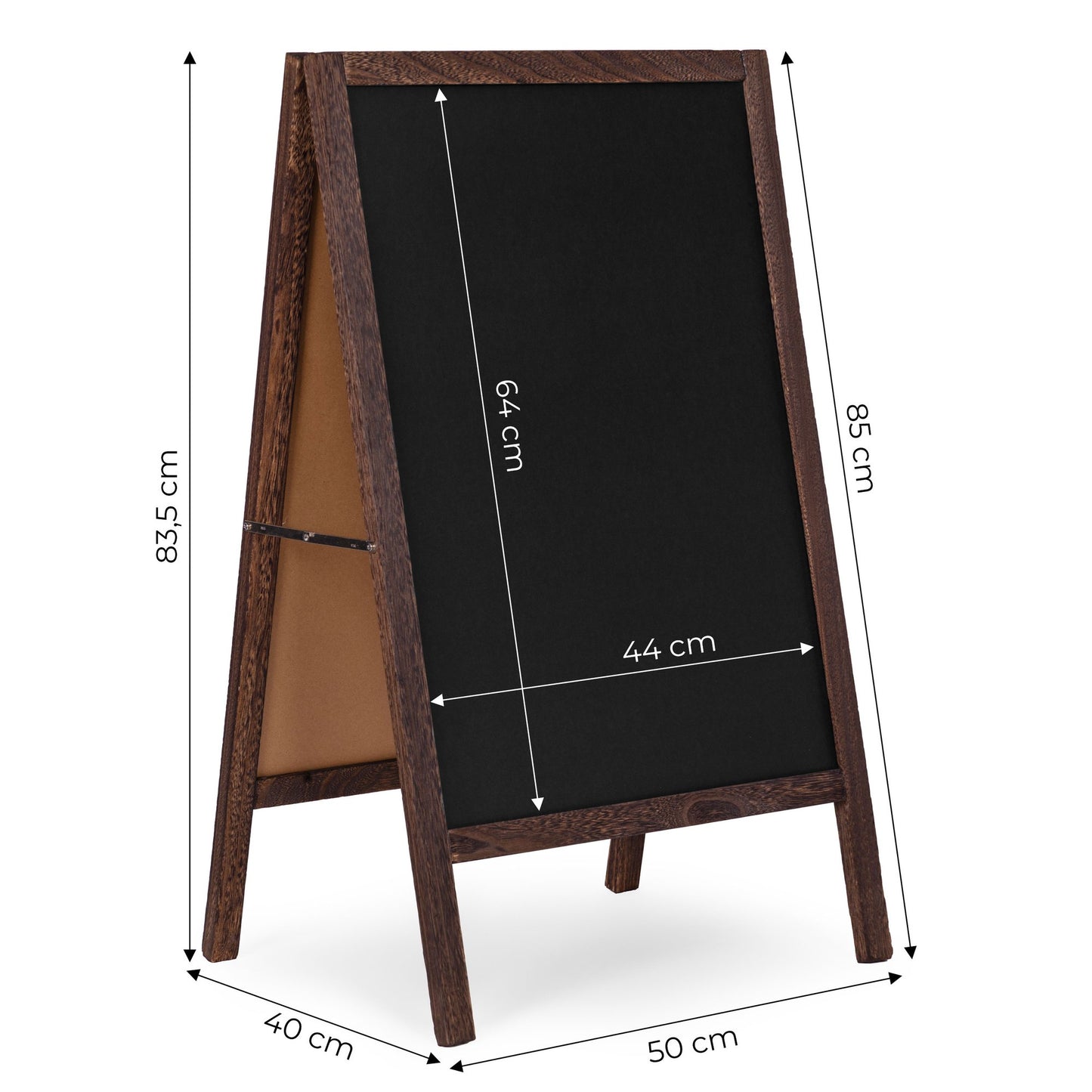 Double-Sided Chalkboard A-Board, 83x50 cm, Wooden Frame