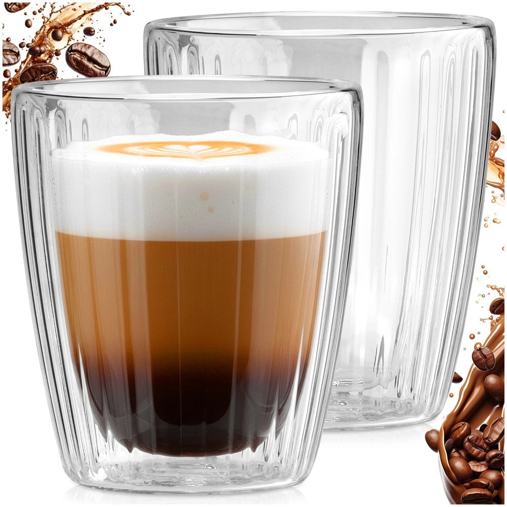 Double-Walled Glasses, 230 ml, Set of 2 for Coffee & Tea