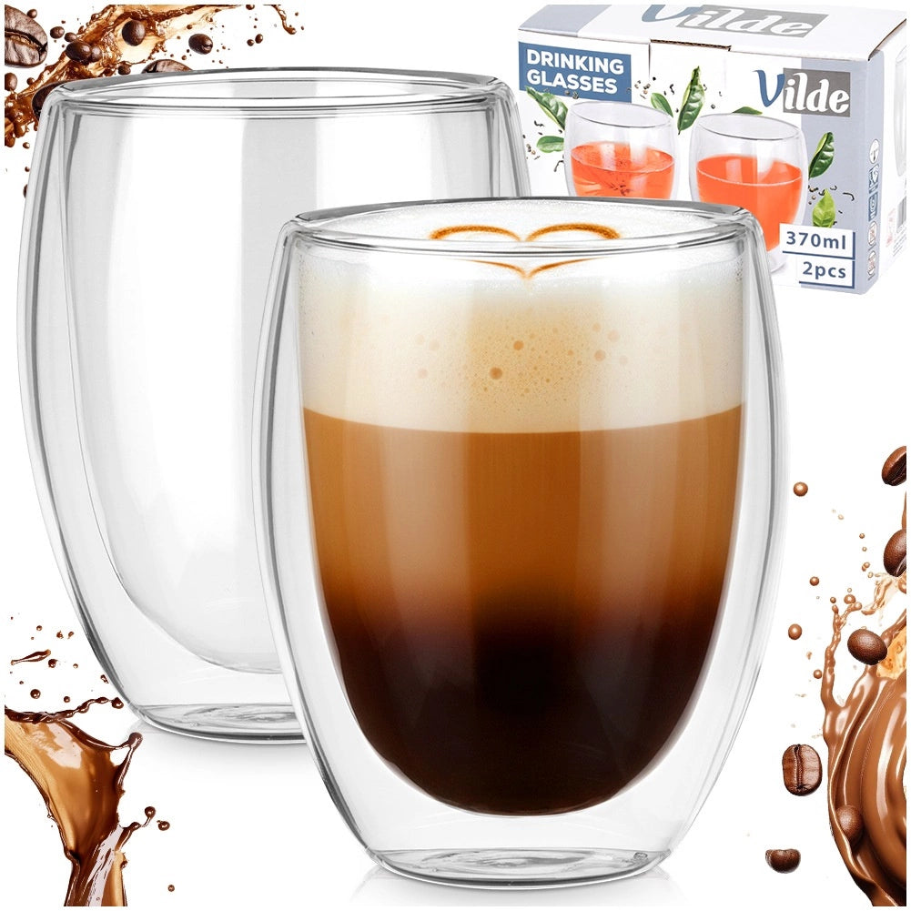 Double-Walled Glasses for Coffee & Tea, 370ml, Set of 2