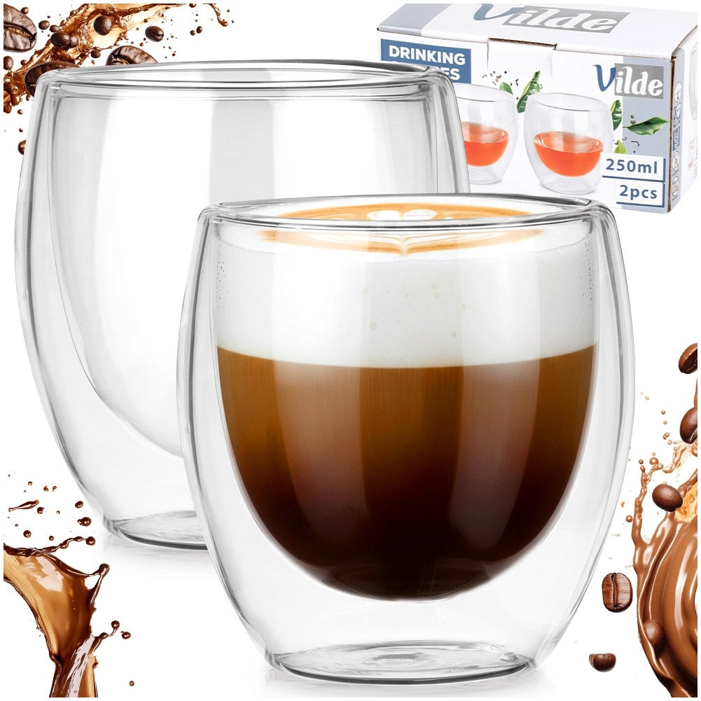 Double Walled Thermal Glasses, 250 ml, Set of 2
