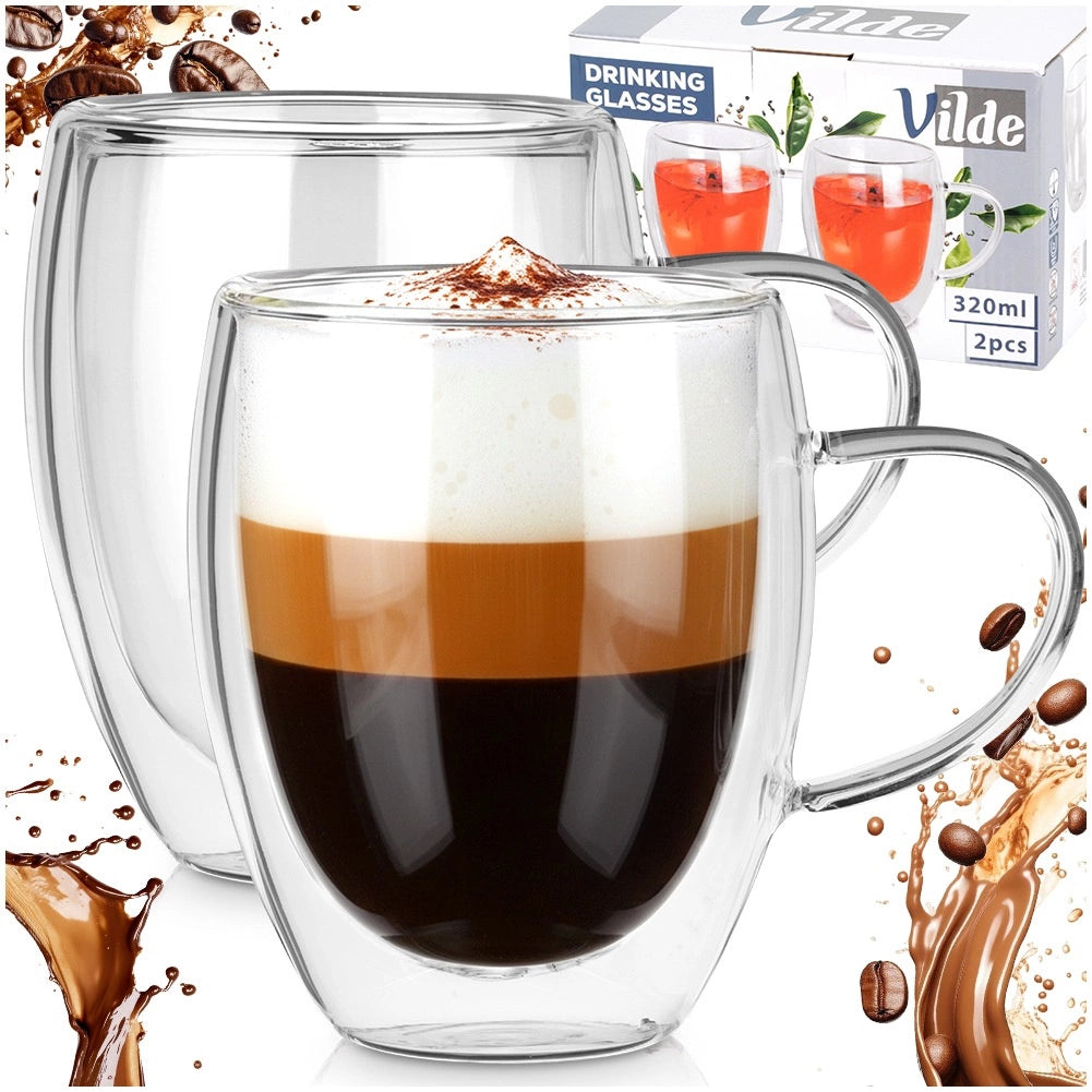 Double-Walled Thermal Glasses, 320 ml, Set of 2