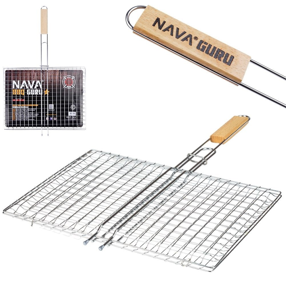 Double grill with wooden handle and large grill surfaceDouble grill with wooden handle and large grill surfaceOur double grill with lockable function makes cooking on the grill easy and smooth. Thanks to this grill, it becomes easy to turn the foo