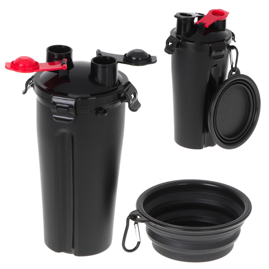 Double pet cup for water and food black