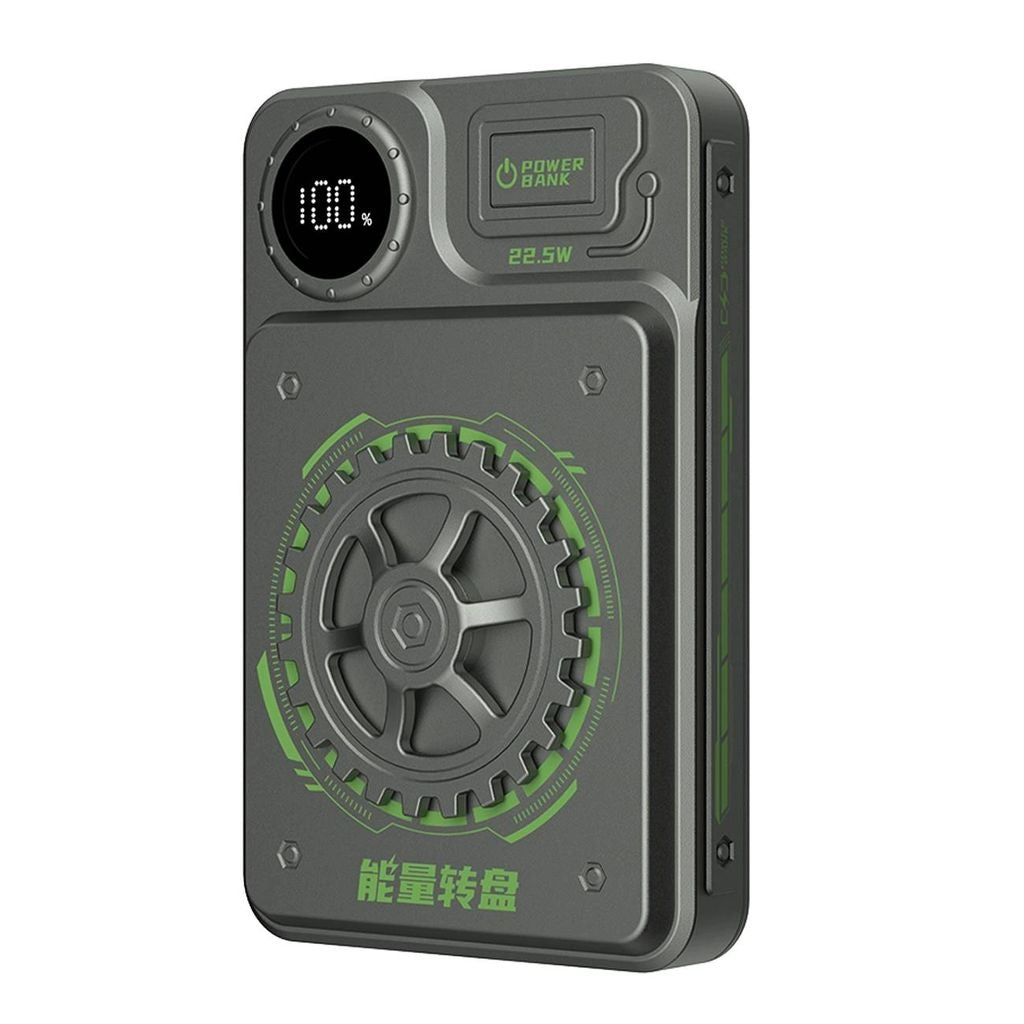 Dudao Powerbank with screen 10000mAh, 22.5W, USB-A/USB-C - Gray