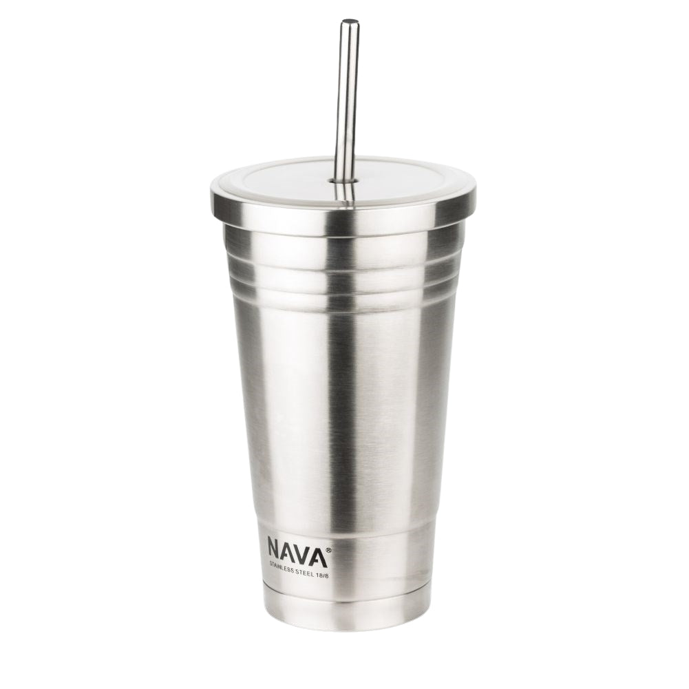 Durable Thermos Mug with Lid & Straw - Stainless Steel