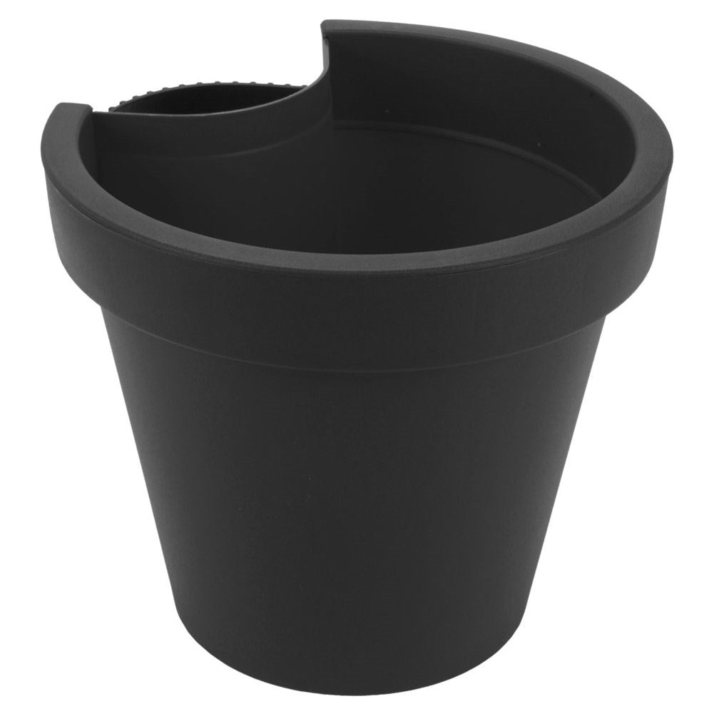 Durable black plastic gutter pot, weather resistant