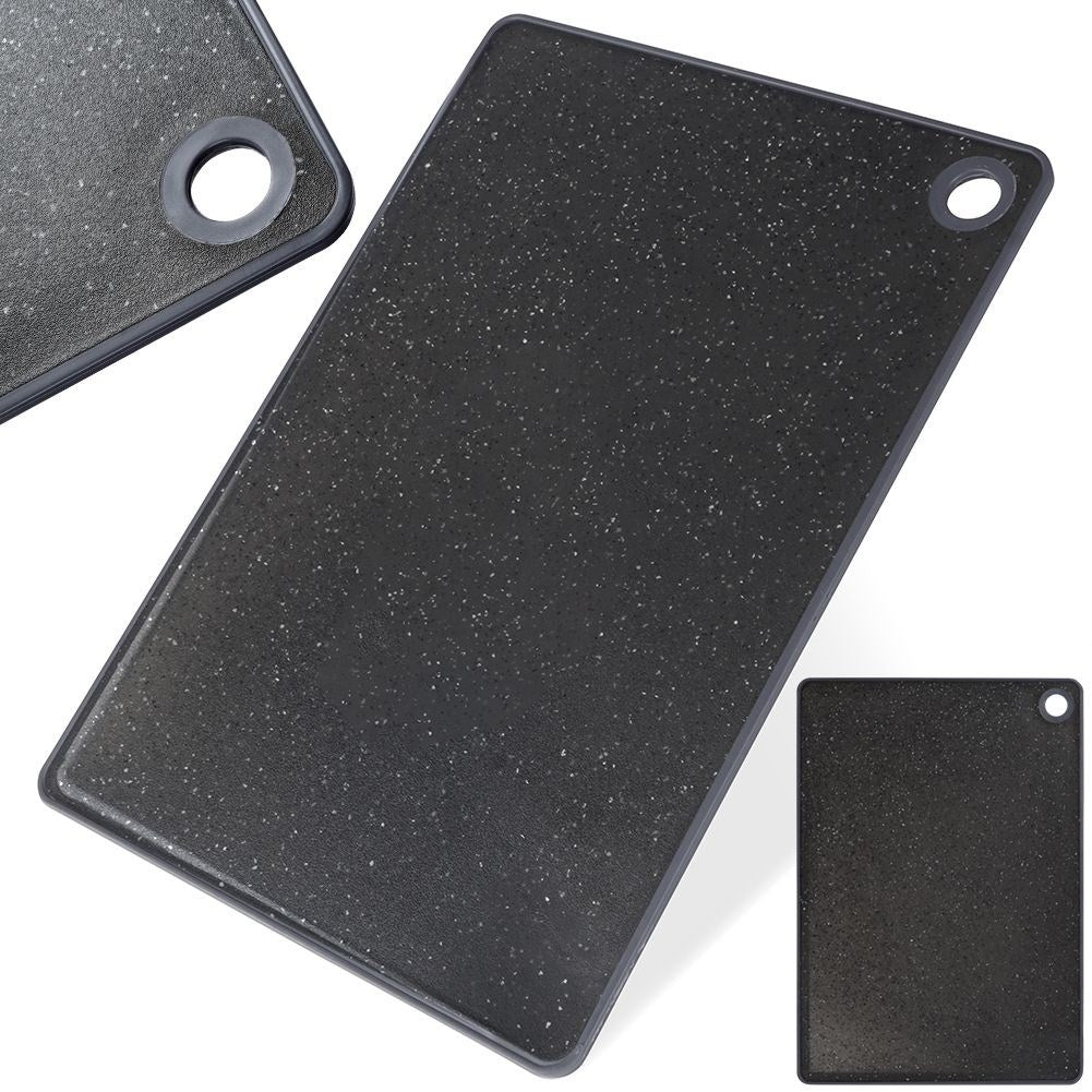 Durable cutting board in black granite imitation for all knives
