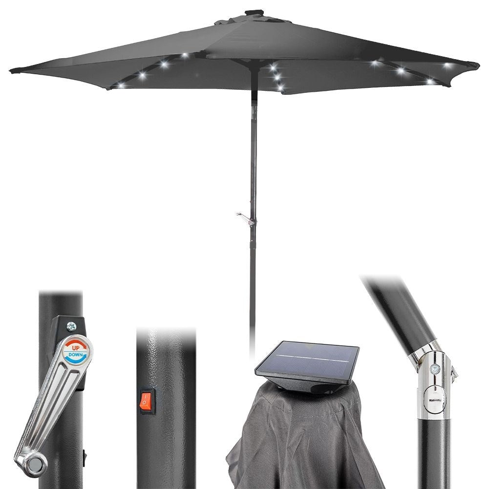 Durable parasol with LED and adjustable stand
