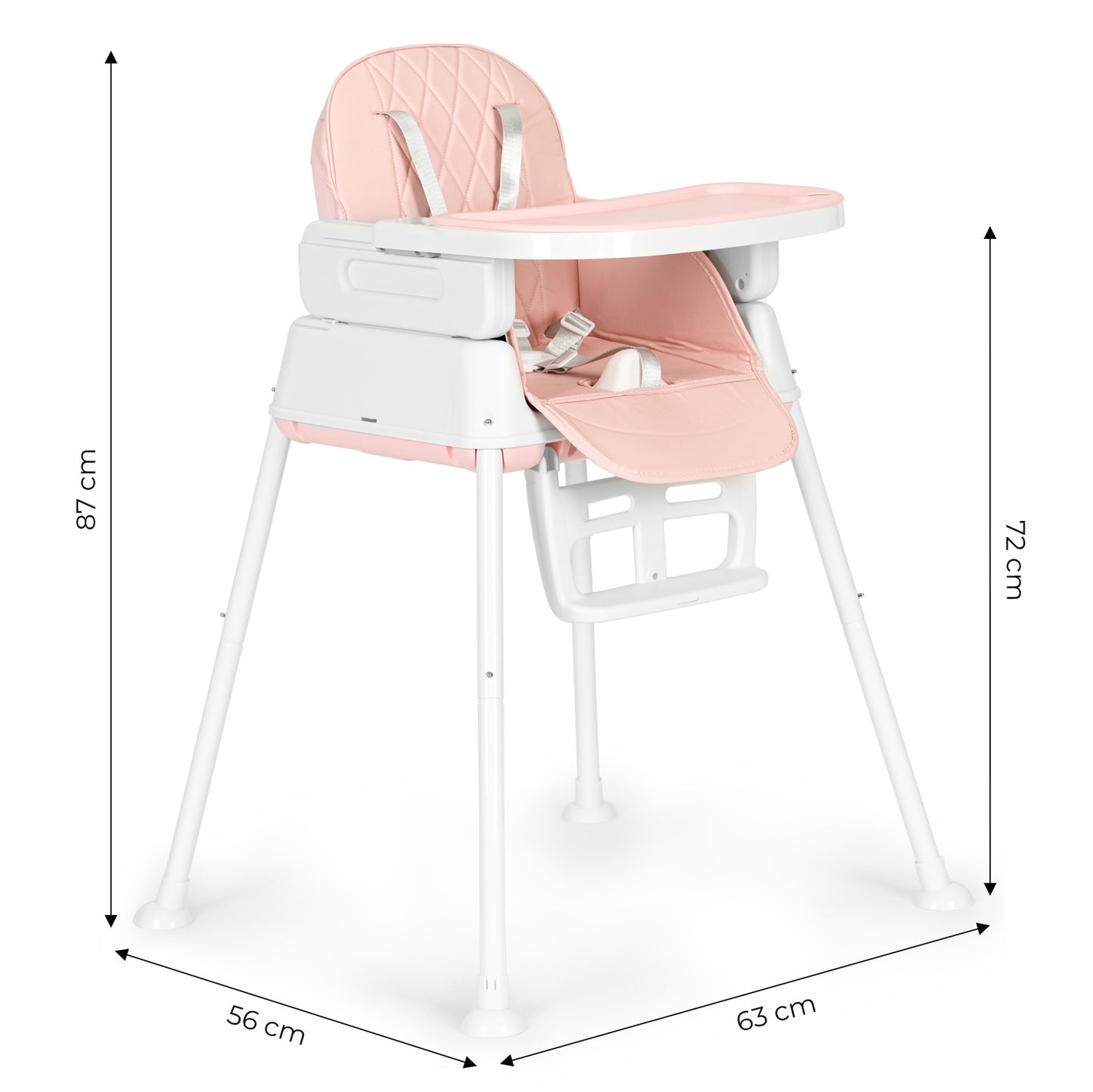 ECOTOYS 3-in-1 foldable children's feeding chair pink