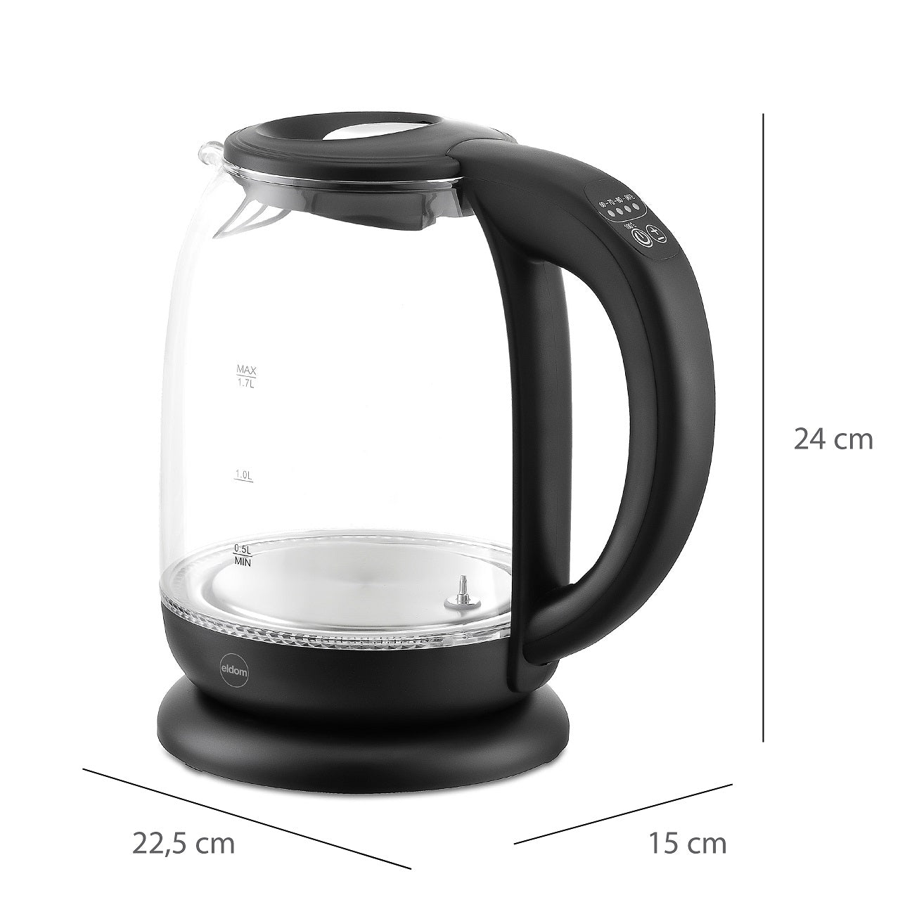 ELDOM C510 black kettle with temperature control, 1.7 L