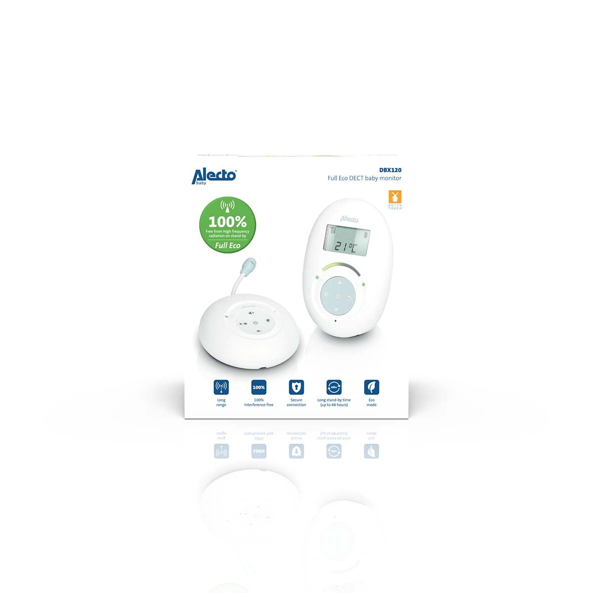 Eco DECT Baby Monitor, White/Blue, Crystal Clear Sound
