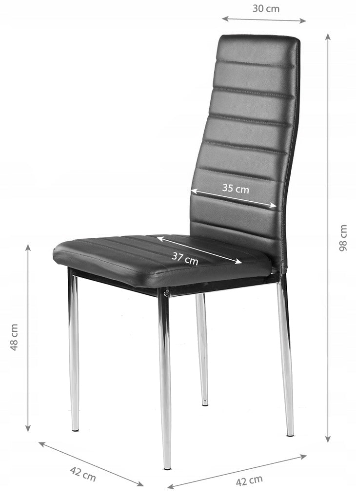 Eco-leather chairs for the living room and dining room, 4 pcs. chrome legs, gray