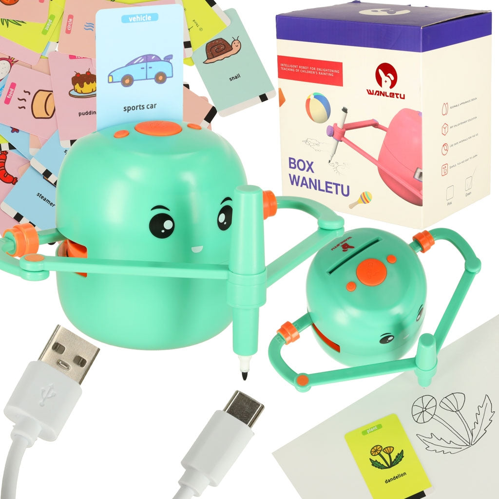 Educational drawing robot learning to write green