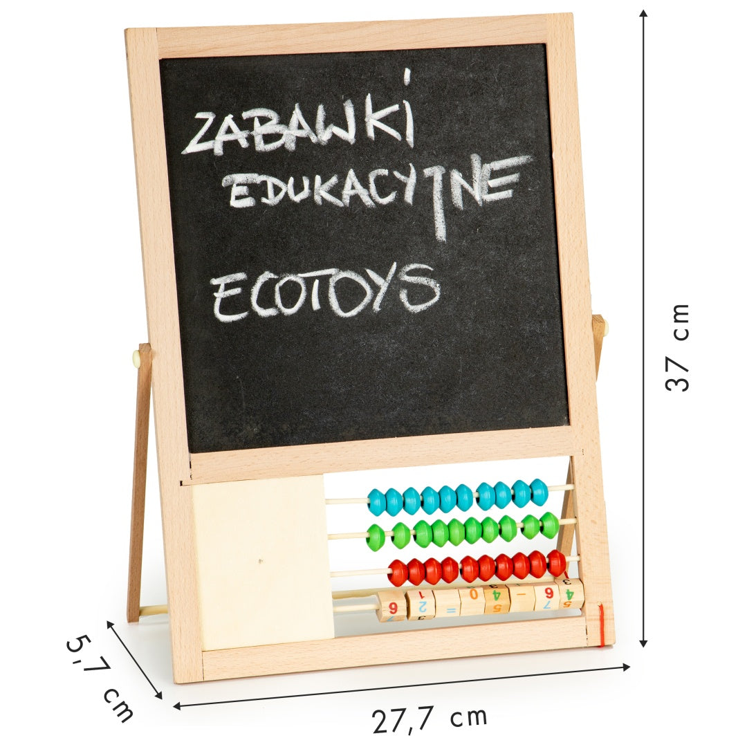 Educational magnetic board with numbers and abacus