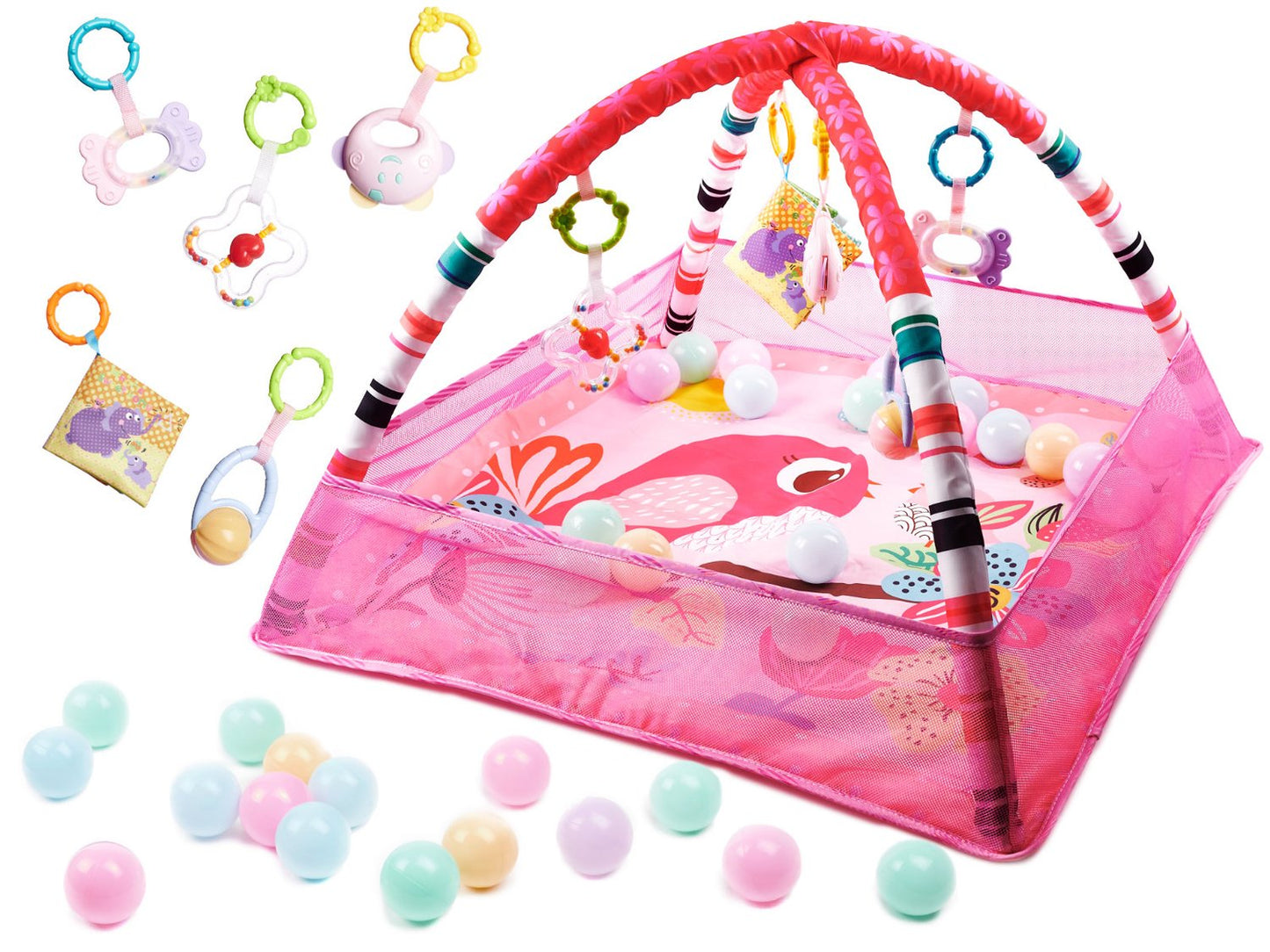 Educational playpen with balls pink
