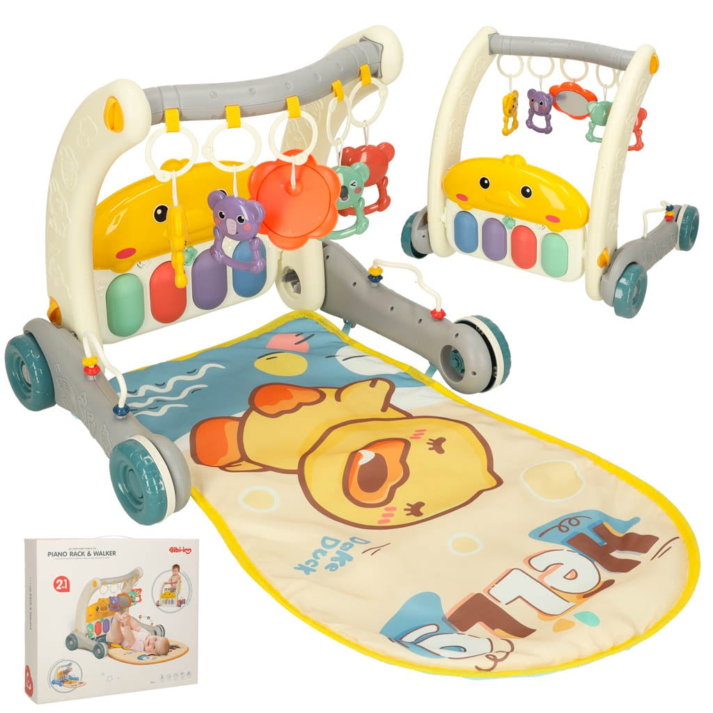 Educational push walker mat with piano 2-in-1 Bibi-inn grey