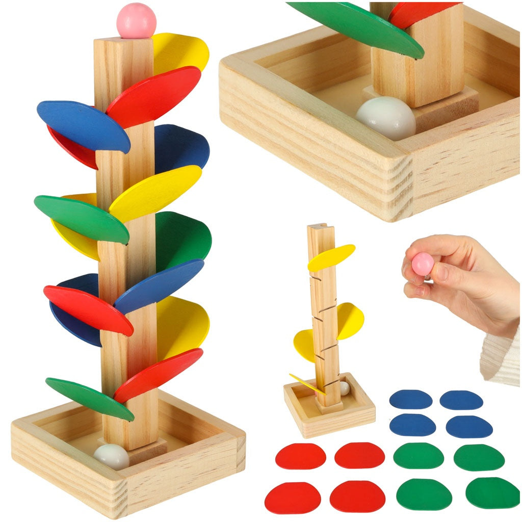 Educational tree wooden blocks ball track