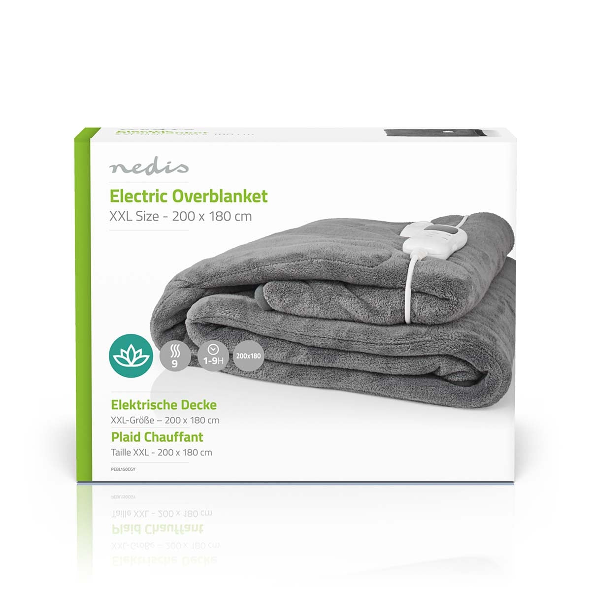 Electric Blanket, Fleece, 9 Heat Settings, 200x180 cm, Washable