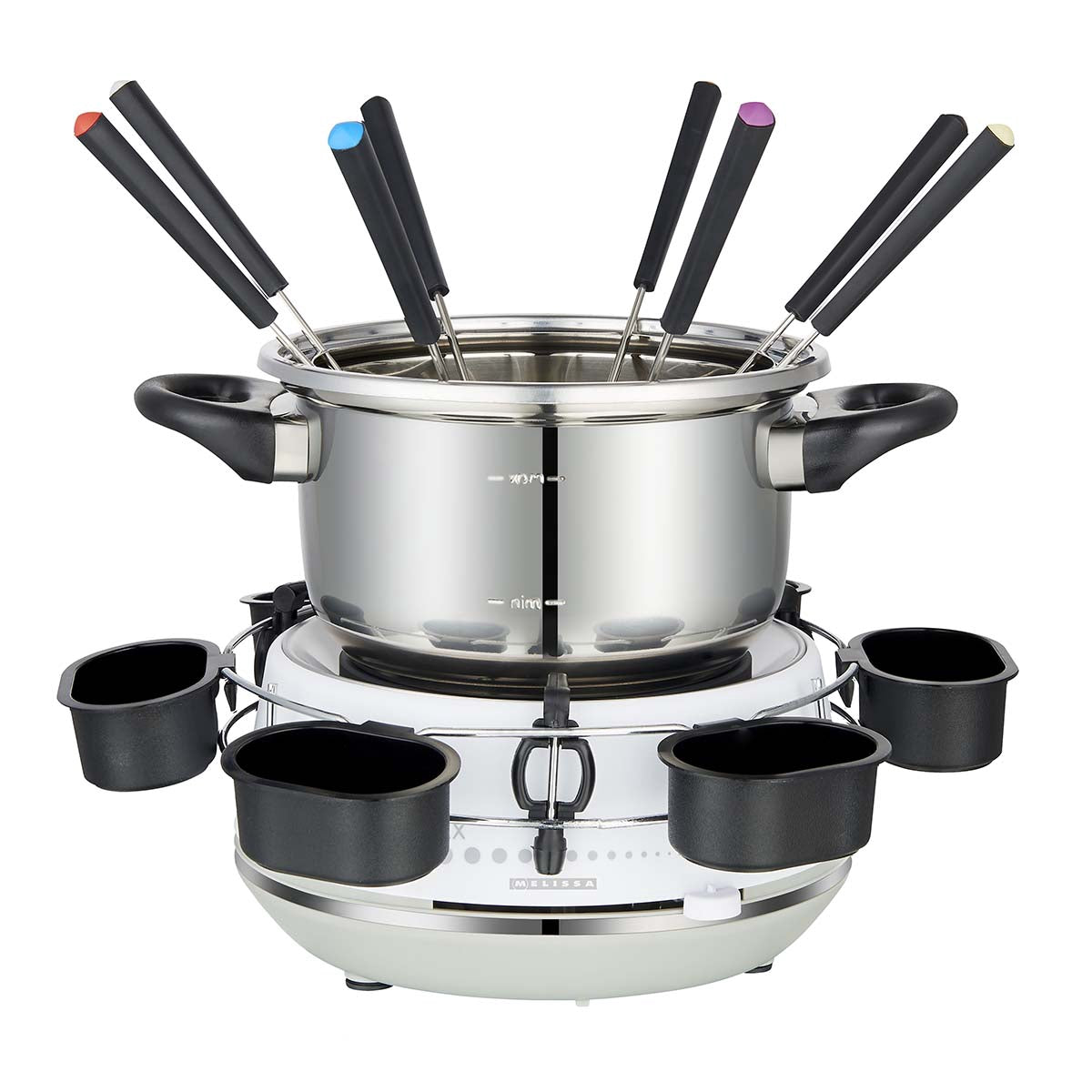 Electric Fondue Pot, 2L 1200W Stainless Steel, Adjustable Temperature