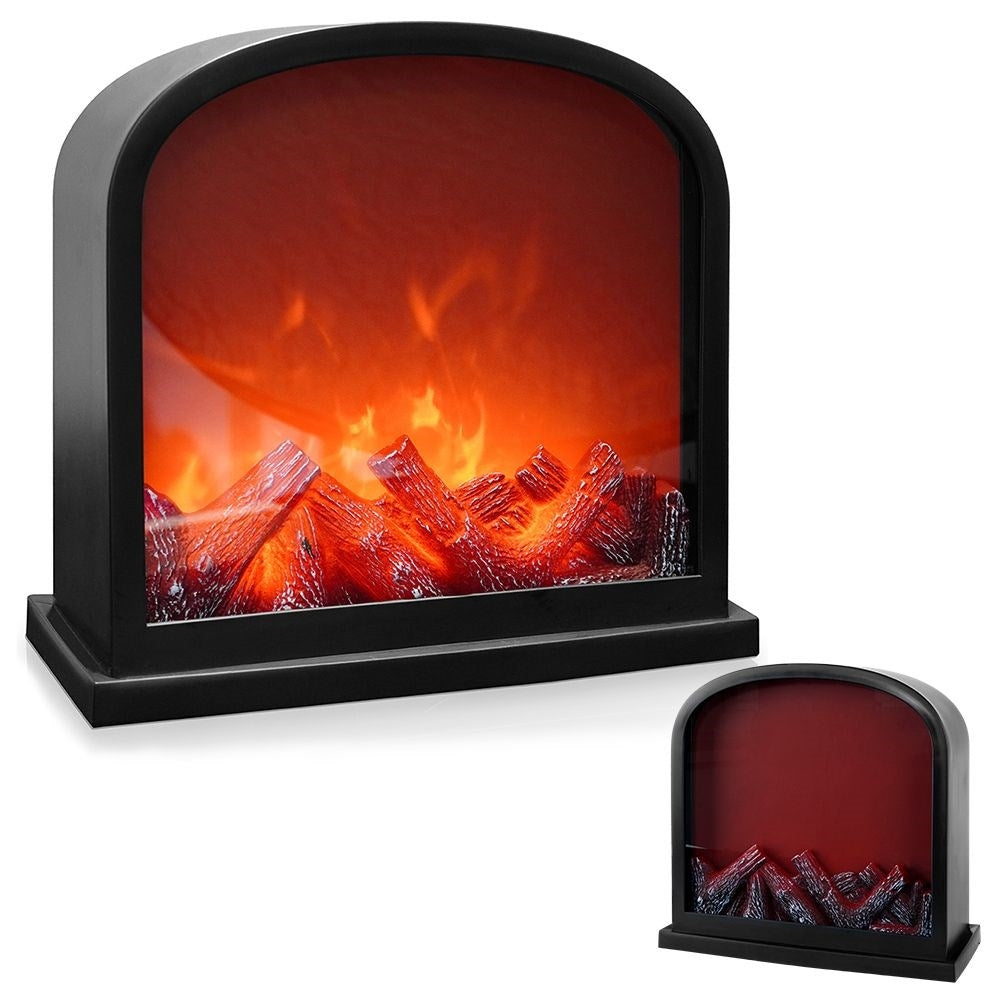 Electric fireplace with realistic LED lights and flames