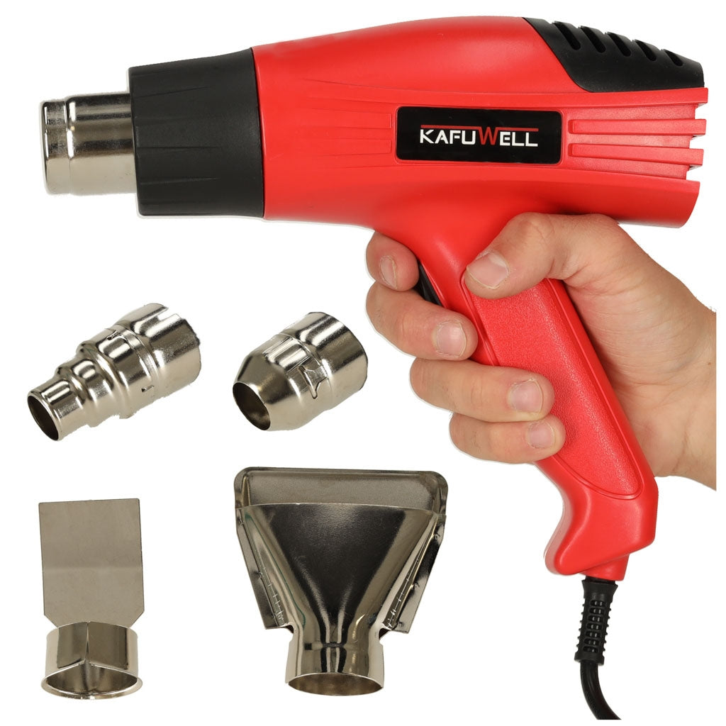 Electric heat gun with temperature control 0-600 deg C + 4 interchangeable tips 1600W