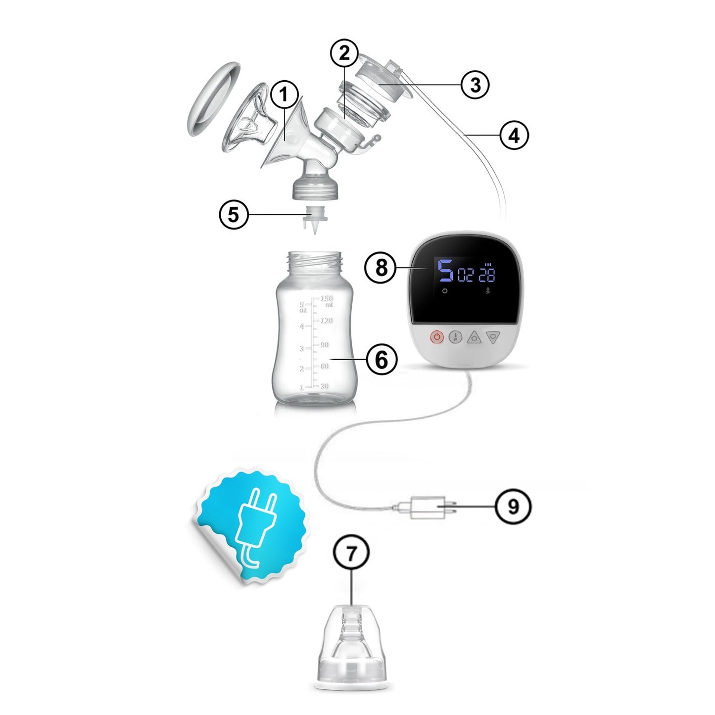 Electric two-phase breast pump Berdsen 5906