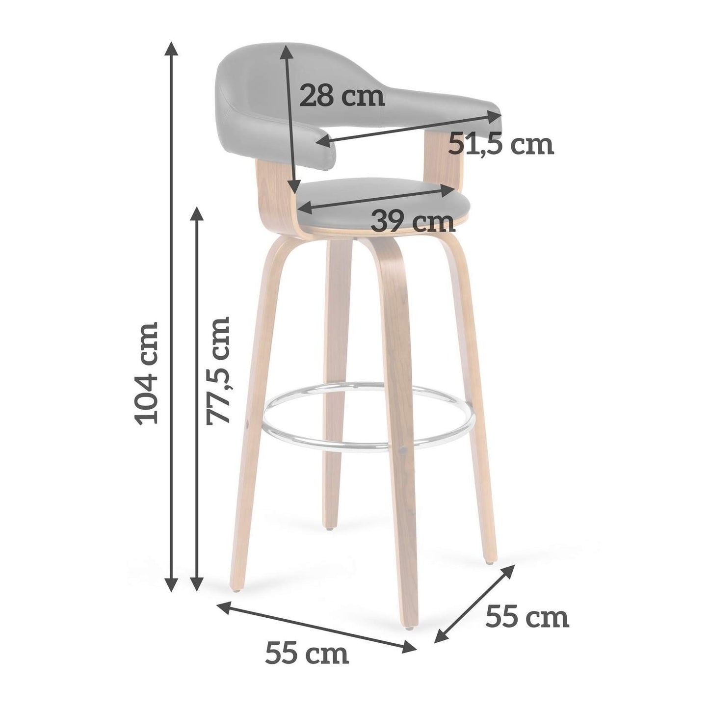 Elegant Bar Chair Sofotel Rosetto in Black