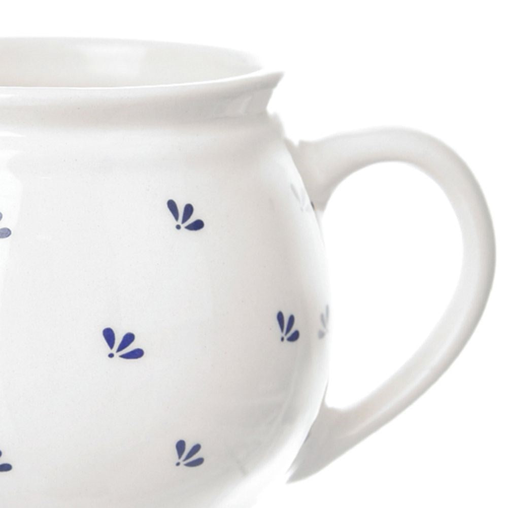 Elegant Ceramic Cup with Comfortable Handle and Navy Blue Decor