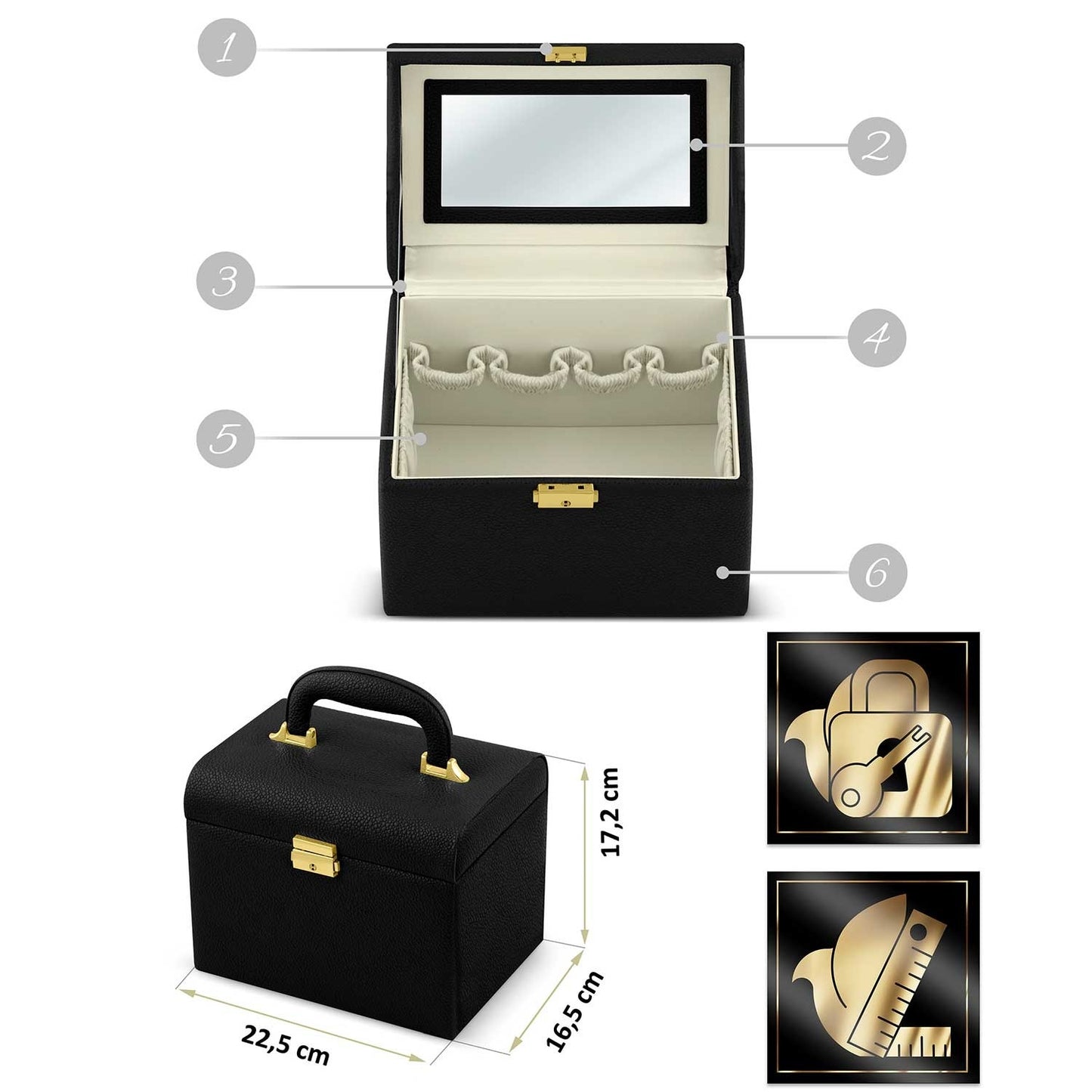 Elegant Cosmetics case Massido MS-706 Black