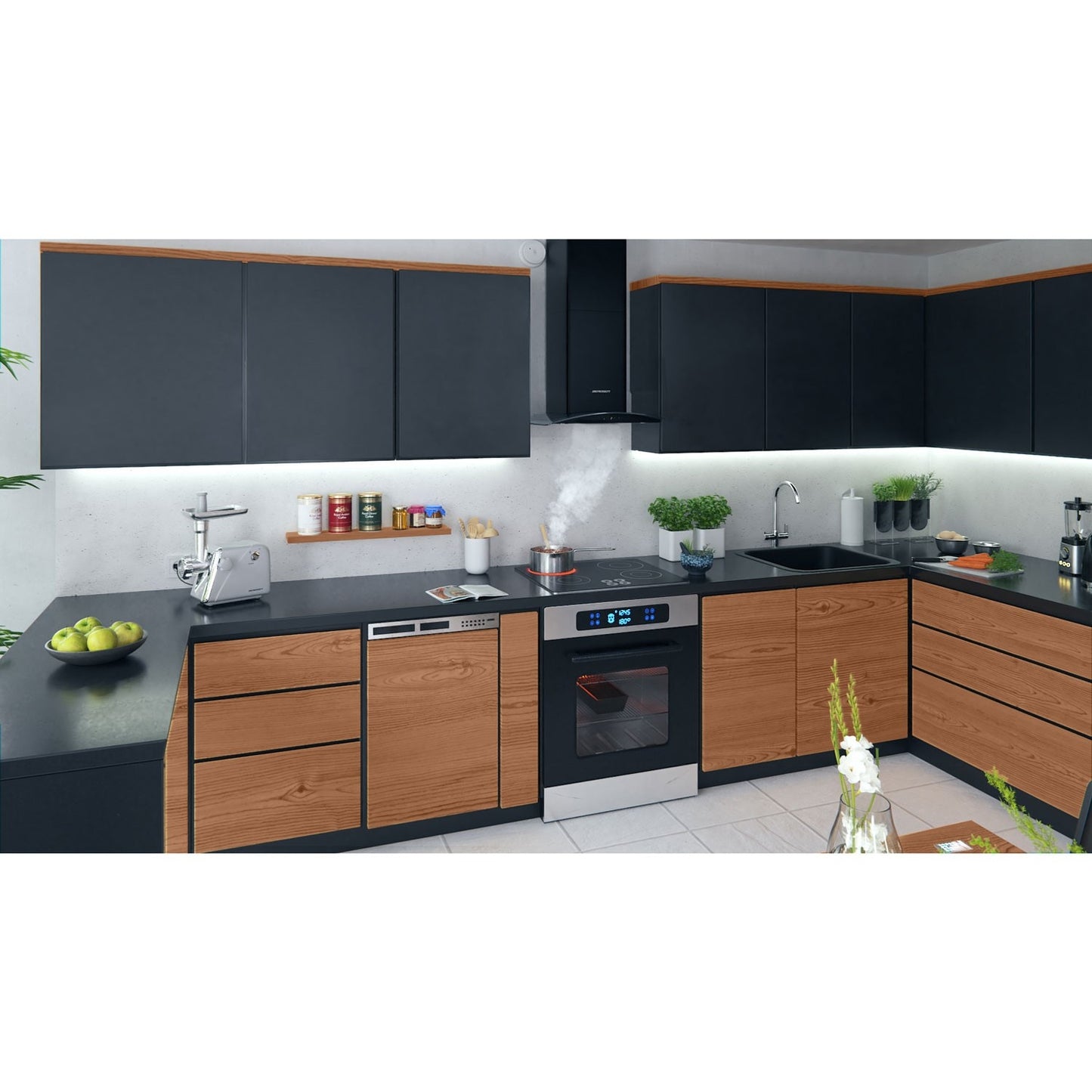 Elegant Kitchen hood 60 cm Black Berdsen BT-216