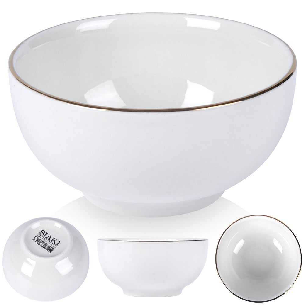Elegant White Porcelain Bowl 200 ml with Gold Edge