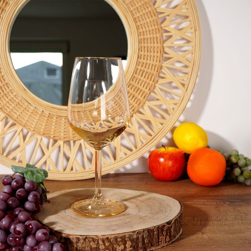 Elegant Wine Glass in Amber with Gold Rim for White & Red Wine