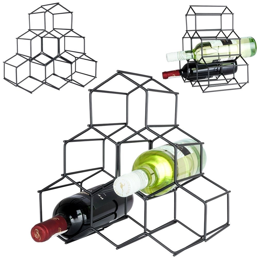 Elegant and stylish wine bottle in black metal for 6 bottles