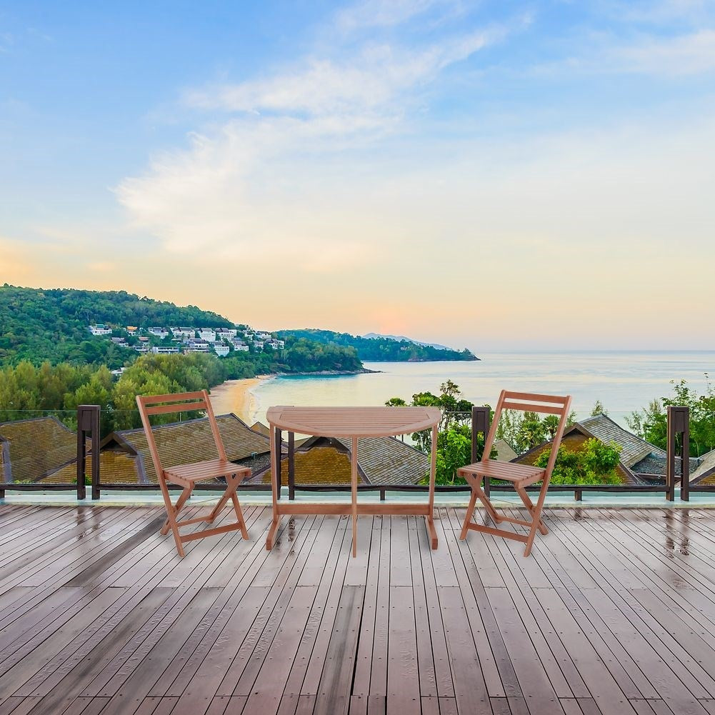Elegant balcony furniture set in acacia wood for relaxation and social moments