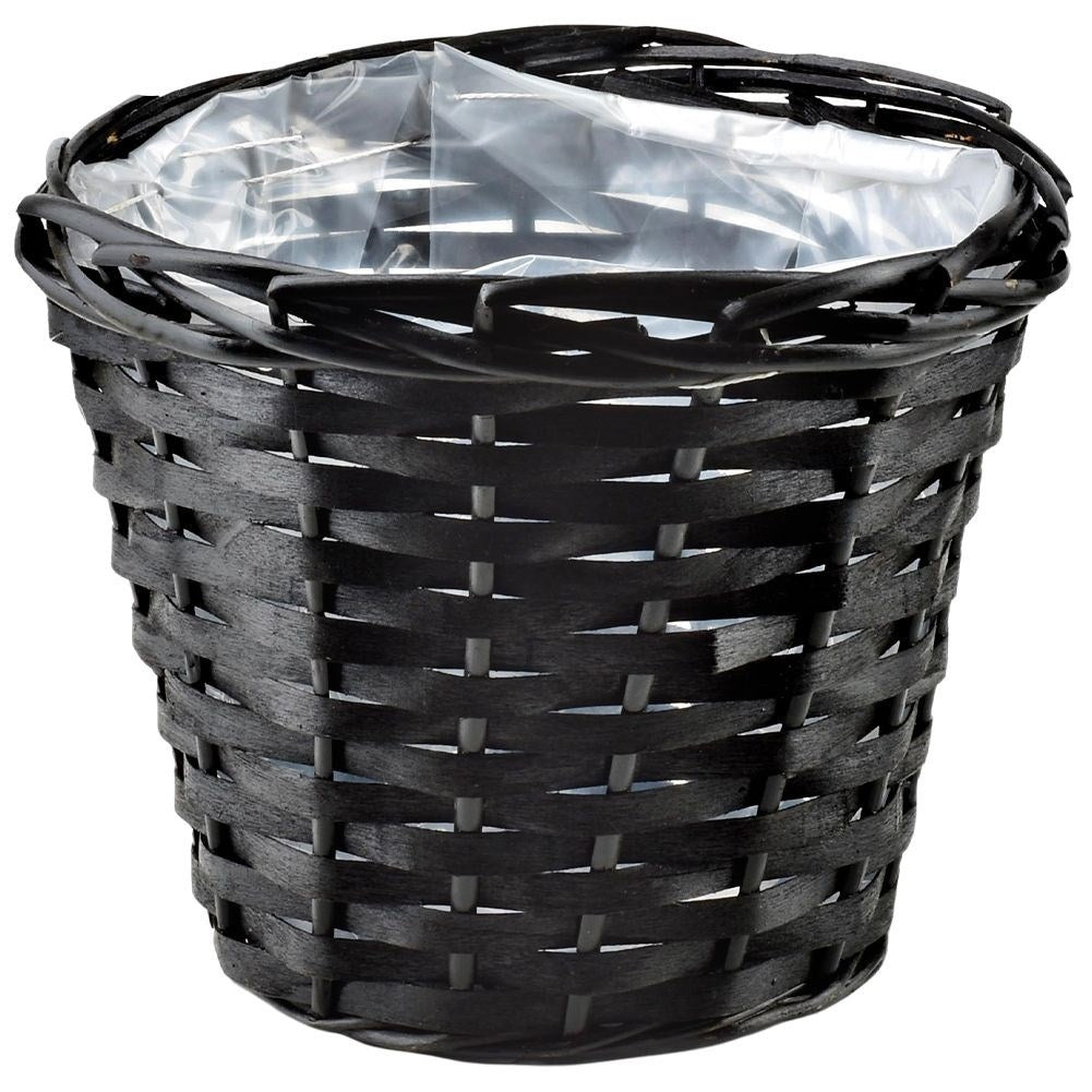 Elegant braided rattan pot with plastic foil for plants