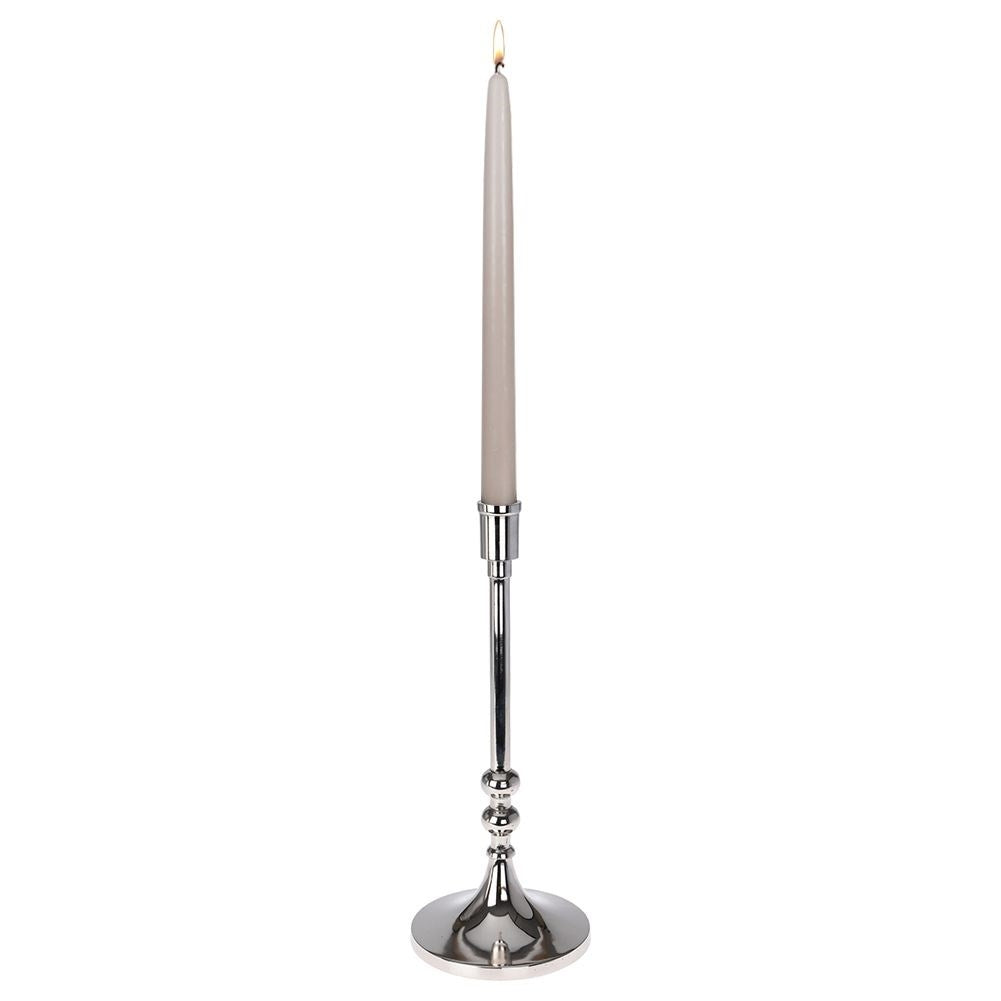 Elegant candle holder in silver for long narrow candles