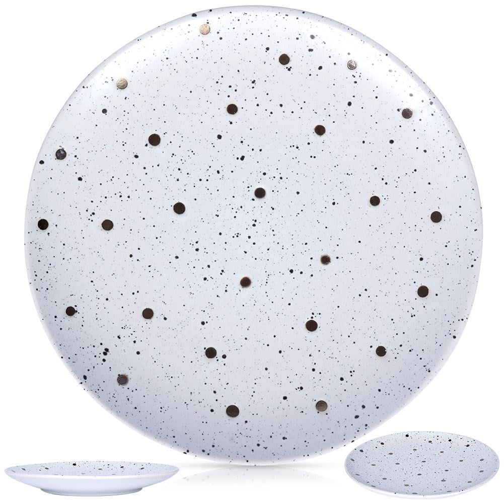 Elegant ceramic plate with black and gold dots