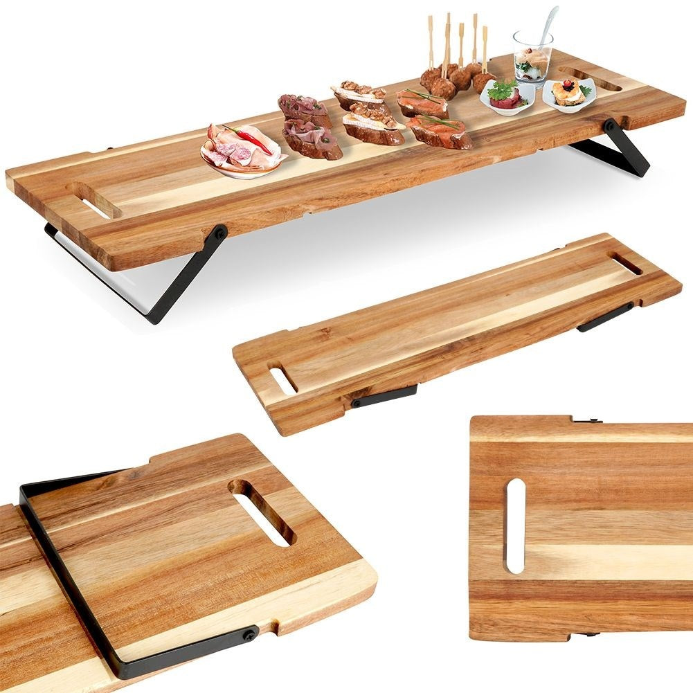 Elegant collapsible serving tray in acacia wood