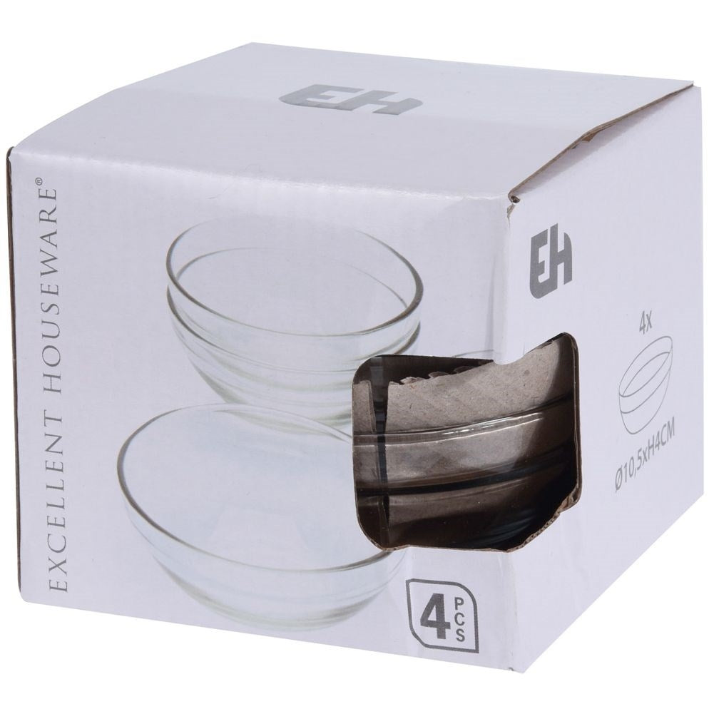 Elegant glass bowls for salad, snacks, jelly & pudding
